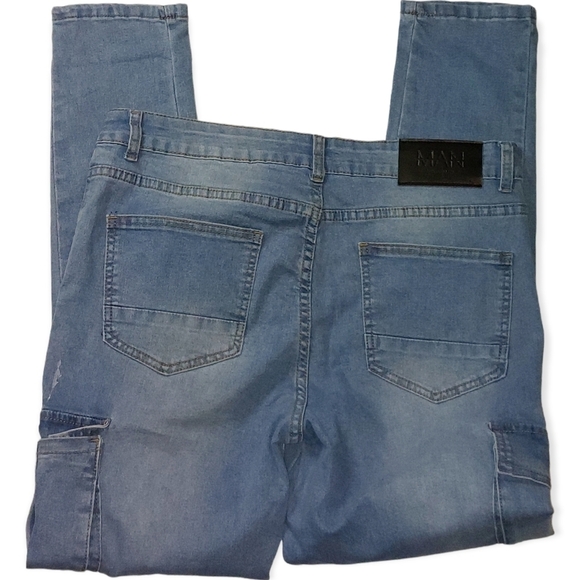 BooHoo Man Jeans Size 34R Side Pockets Blue Jeans - Picture 2 of 7
